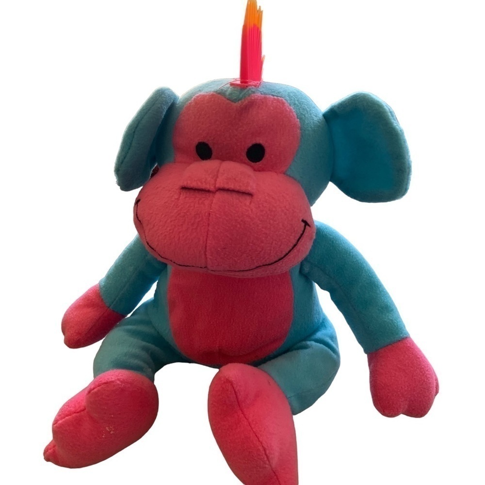 Punk Rock Mohawk pink and blue monkey.